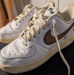Nike Air Force 1 07 lx Coconut addition trainers in white and brown Size 7.5